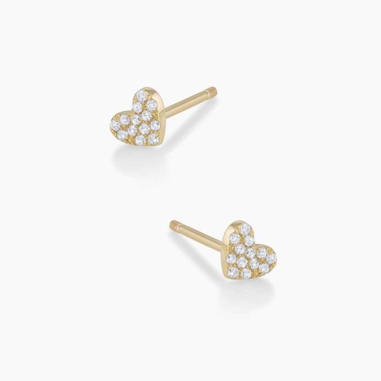 Diamond Pavé Heart Studs