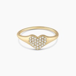 Diamond Heart Signet Ring