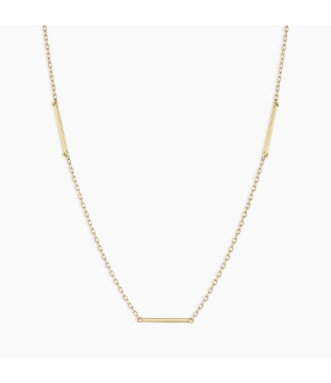 14k Gold Rose Bar Necklace