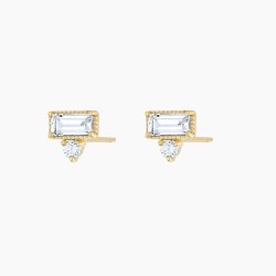 Diamond and Topaz Baguette Studs