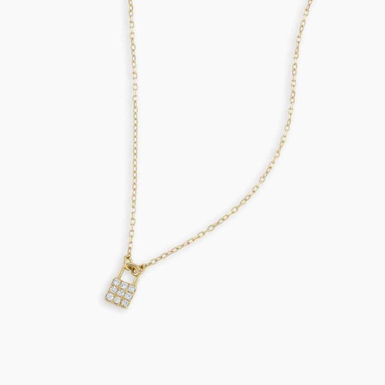 Diamond Kara Padlock Charm Necklace