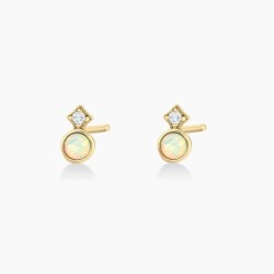 Diamond and Opal Stacked Studs