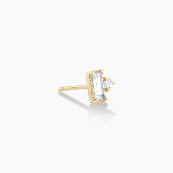 Diamond and Topaz Baguette Stud