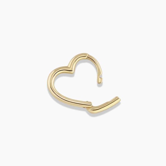 14k Gold Mini Open Heart Huggie