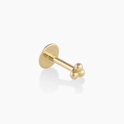 14k Gold Trio Threaded Flat Back Stud