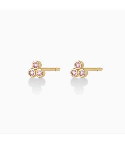 Classic Pink Sapphire Trio Studs