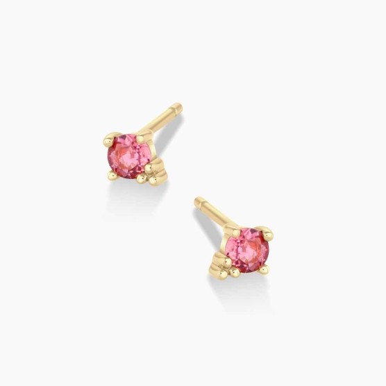 Pink Tourmaline Trinity Studs