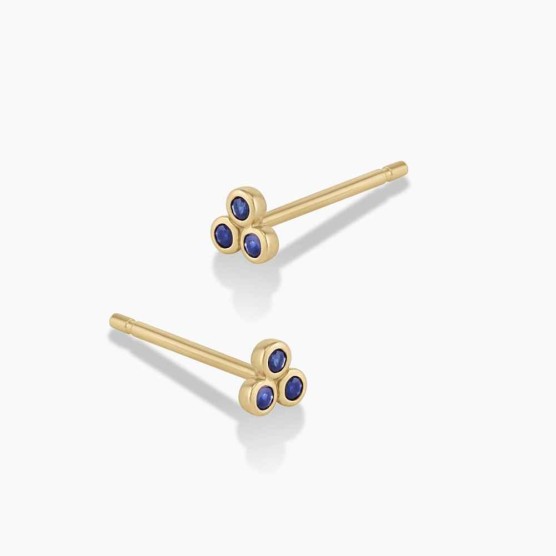 Classic Blue Sapphire Trio Studs